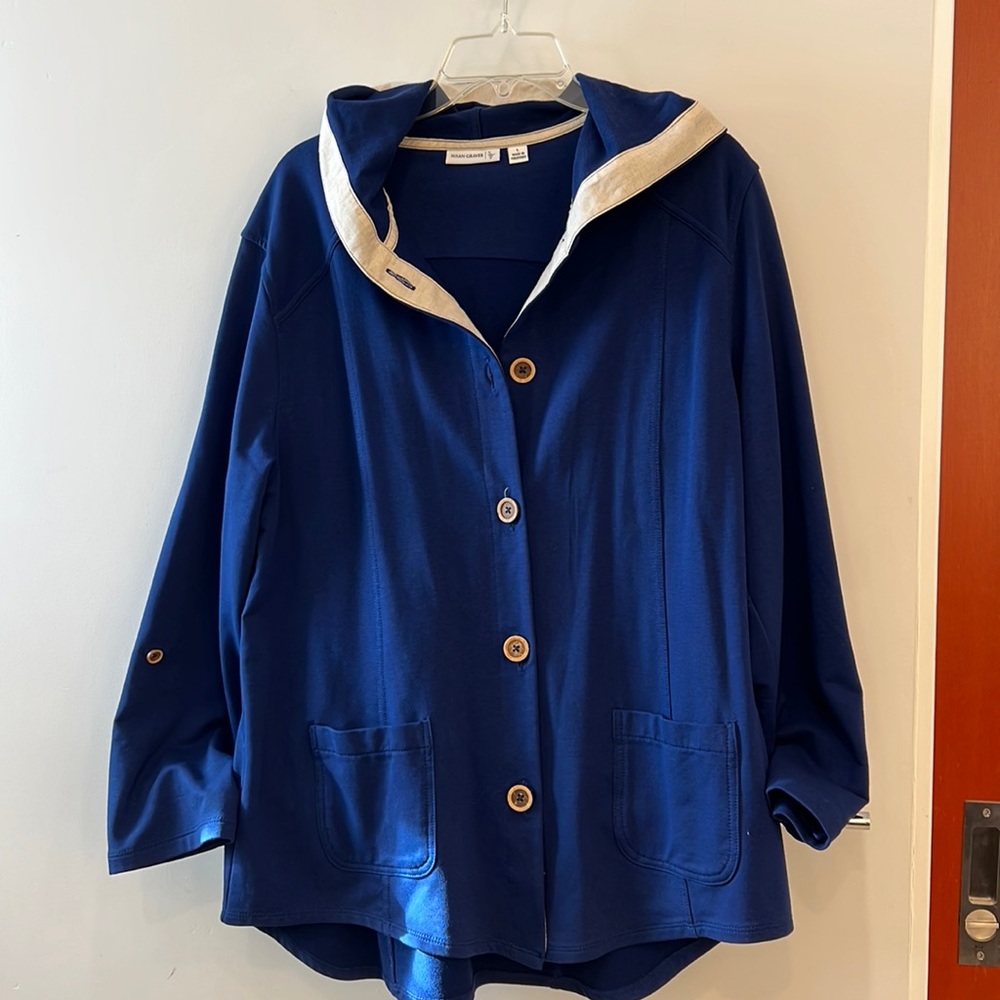 Susan Graver hooded cotton jacket. Size L